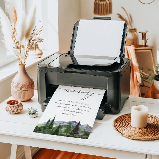 Poster Timberline | Mountain Forest Wedding Memorial Sign