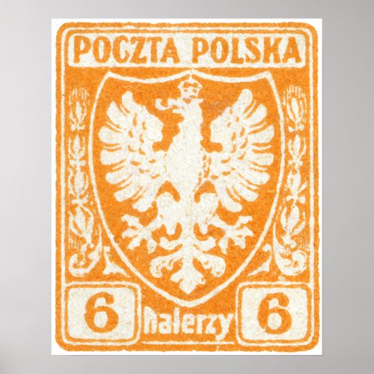 Poster Timbre d'aigle polonais 1919 6h (Devant)