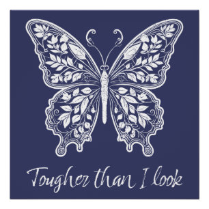 Poster Timbre Papillon Plus Coriace que J'en Ai L'air
