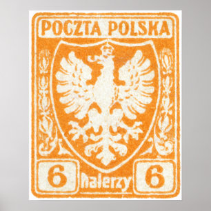Poster timbre polonais de 1919 6h Eagle