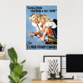 Poster Timbres de rationnement 2ème guerre mondiale et ob (Bureau à domicile)