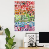 Poster Timbres-poste arc-en-ciel (Bureau à domicile)