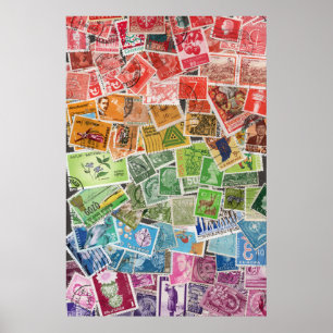 Poster Timbres-poste arc-en-ciel