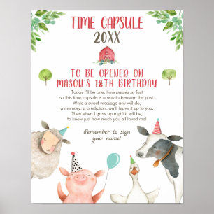 Poster Time Capsule Farm Anniversaire Garçon Barnyard Liv