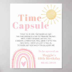 Poster Time Capsule Pastel Rainbow Sun Girl 1er anniversa