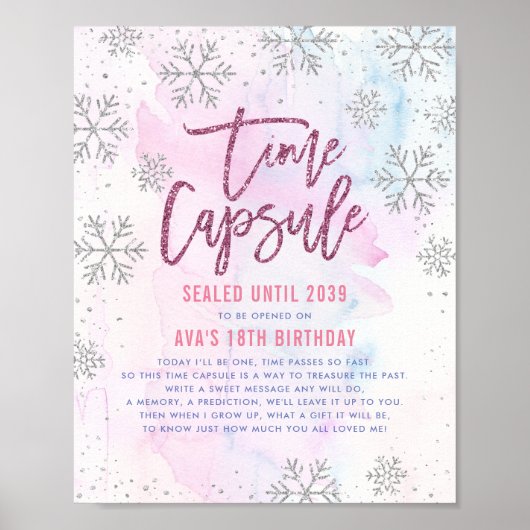 Poster Time Capsule Silver Snowflake Parties scintillant (Devant)