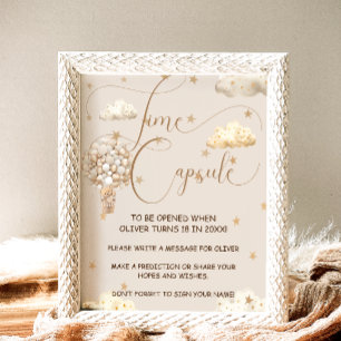 Poster Time Capsule Teddy Bear Balloons Baby shower Jeu