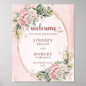 Poster Timeless Blush Pink Floral Eucalyptus Welcome Wedd (Devant)