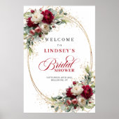 Poster Timeless Burgundy Blanc Floral Bienvenue à la Baby (Devant)