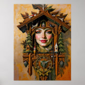 Poster "Timeless Muse" - Portrait de l'horloge de la cabi (Devant)