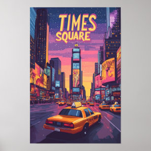 Poster Times Square NYC Art Illustration Vintage Voyage