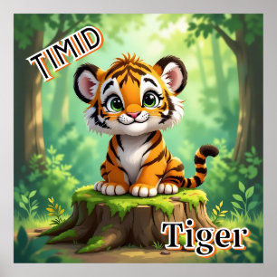 Poster Timid Tiger Belle caricature de l'art de la pépi