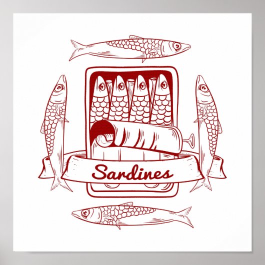 Poster Tin de sardines pop art (Devant)