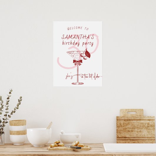 Poster Tini Bit Ancien Bow Cherry Martini Anniversaire Bi (Cuisine)