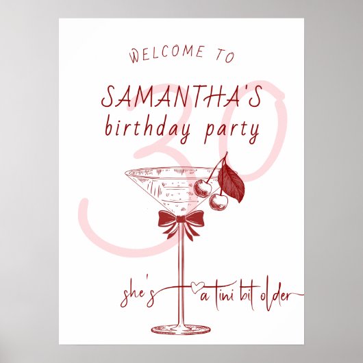 Poster Tini Bit Ancien Bow Cherry Martini Anniversaire Bi (Devant)