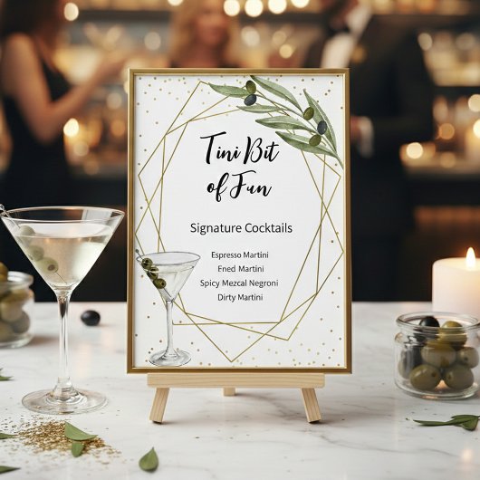 Poster Tini Bit Of Fun Signature Cocktails Sign