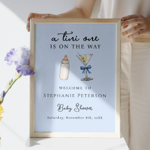 Poster Tini One en Route Blue Back Martini Baby Shower