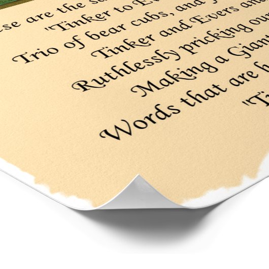 Poster Tinker to Evers to Chance Chicago Cubs 1910 Poème (Coin)