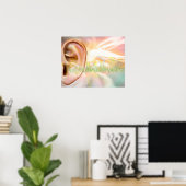 Poster Tinnitus, illustration conceptuelle d'ordinateur. (Bureau à domicile)