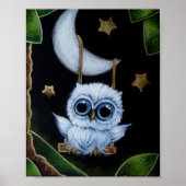 POSTER TINY BLUE OWL BAIGNANT DE LA LUNE (Devant)