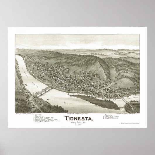 Poster Tionesta, PA Carte panoramique - 1896 (Devant)