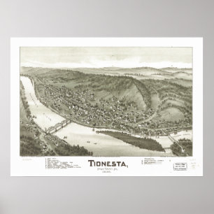 Poster Tionesta Pennsylvanie 1896 Carte panoramique antiq