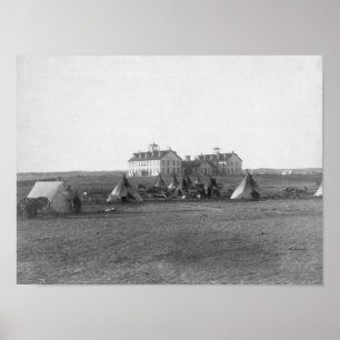 Poster Tipi d'Oglala devant l'école des USA pour des