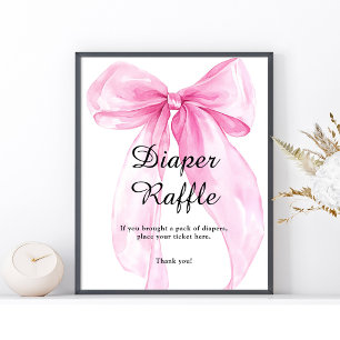 Poster Tirage au sort de couche avec ruban à nœud rose