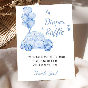 Poster Tirage au sort de couche Balleons de voiture bleue