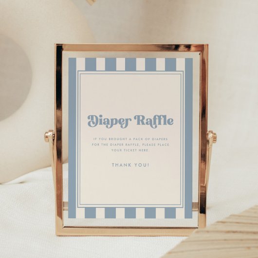 Poster Tirage au sort de couche bébé rayé bleu minimal Fê