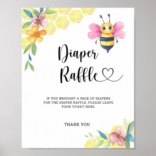 Poster Tirage au sort de couche Bumble Bee fille aquarell (Devant)