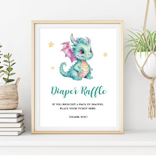 Poster Tirage au sort de couche pour bébé dragon mignon