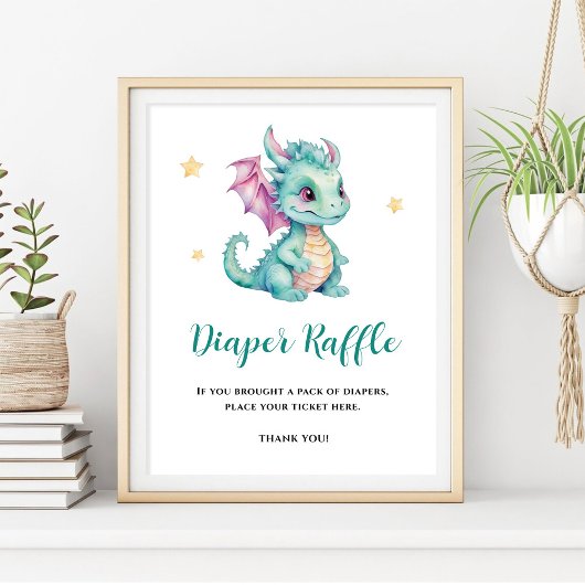 Poster Tirage au sort de couche pour bébé dragon mignon