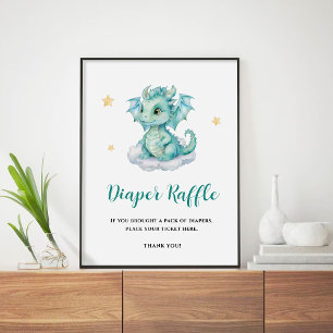 Poster Tirage au sort de couche pour bébé dragon mignon