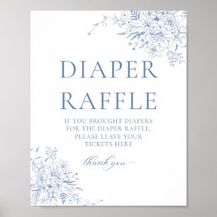 Poster Tirage au sort de couches pour Baby Shower floral