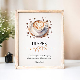 Poster Tirage au sort de la couche de café Baby Shower Je