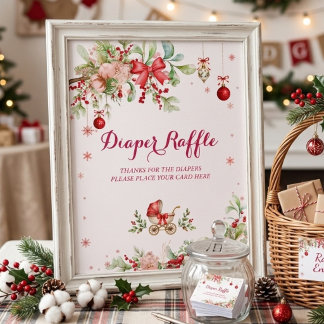Poster Tirage au sort des couches de Noël pour bébé Merry