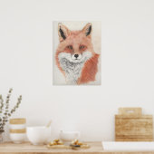 Poster Tirage de crayon couleur Renard rouge (Cuisine)