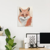 Poster Tirage de crayon couleur Renard rouge (Bureau à domicile)