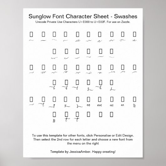 Poster Tirage de la feuille de caractères de la police de (Devant)