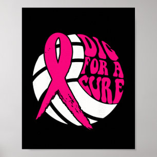 Poster Tirer Au Ribbon Cure Volleyball Cancer Du Sein Con