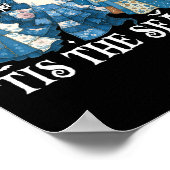 Poster Tis Season Blue Patchwork Ghost Citrouille Éffraya (Coin)