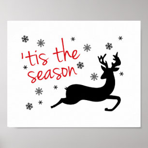 Poster 'Tis Season Reindeer Silhouette Christmas