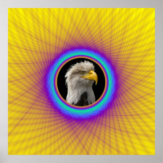 Poster Tissé Cadre en Jaune et Bleu