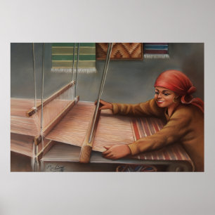 Poster Tisserande de tapis de village égyptien Traditionn