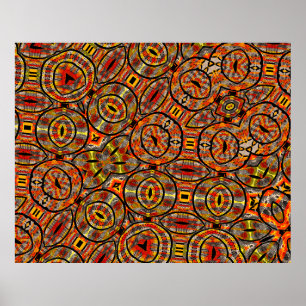 Poster Tissu africain coloré - motif sans soucis, écoeura