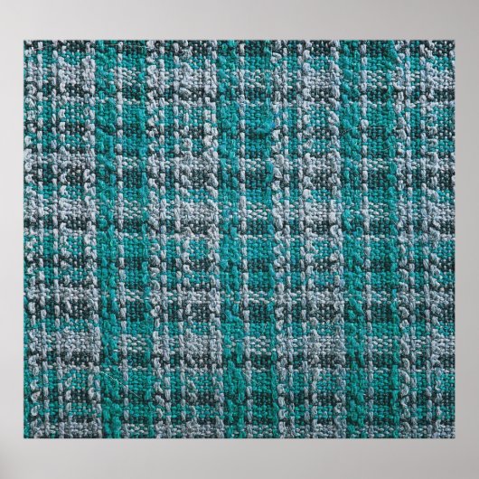 Poster Tissu écossais turquoise, arrière - plan texturé. (Devant)