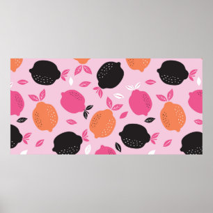 Poster Tissu motif transparent en agrumes