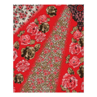 Tissu rouge éclatant avec floral complexe et