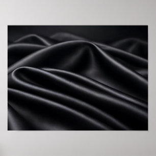 Poster Tissu Satin Noir Texture de Pli Fluide